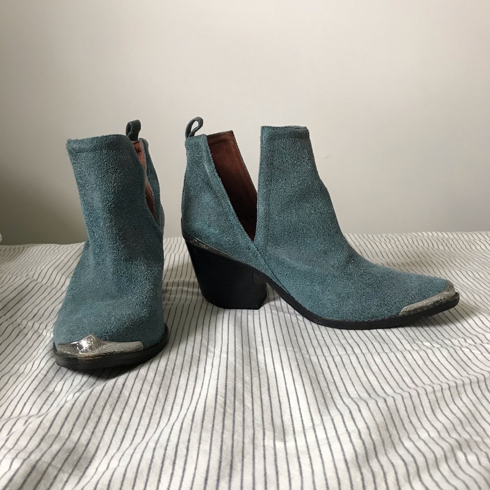 Jeffrey Campbell Cromwell Suede Teal Booties
